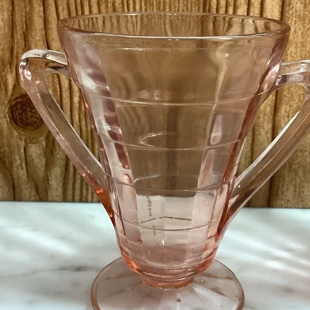 Vintage Pink Depression Glass Creamer and Sugar Set